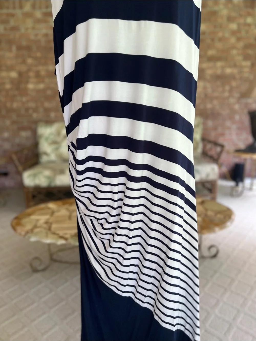 Soft Surroundings Vela Infinity Navy Blue White Striped Ruched Maxi Dress 3X